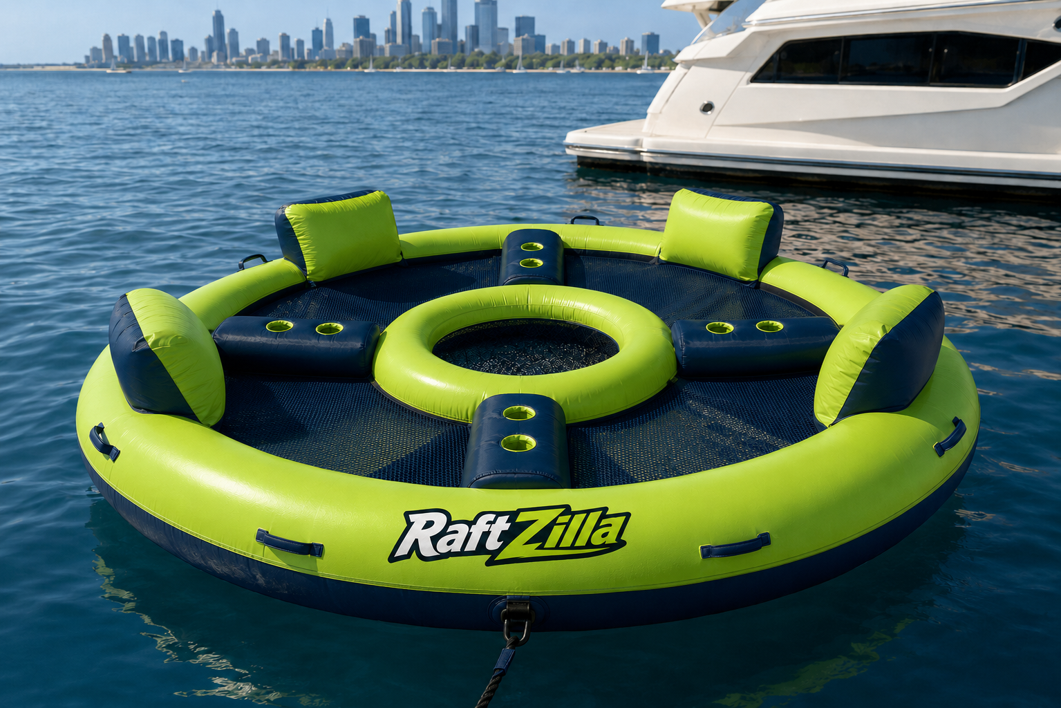 Raftzilla lounge float with seating